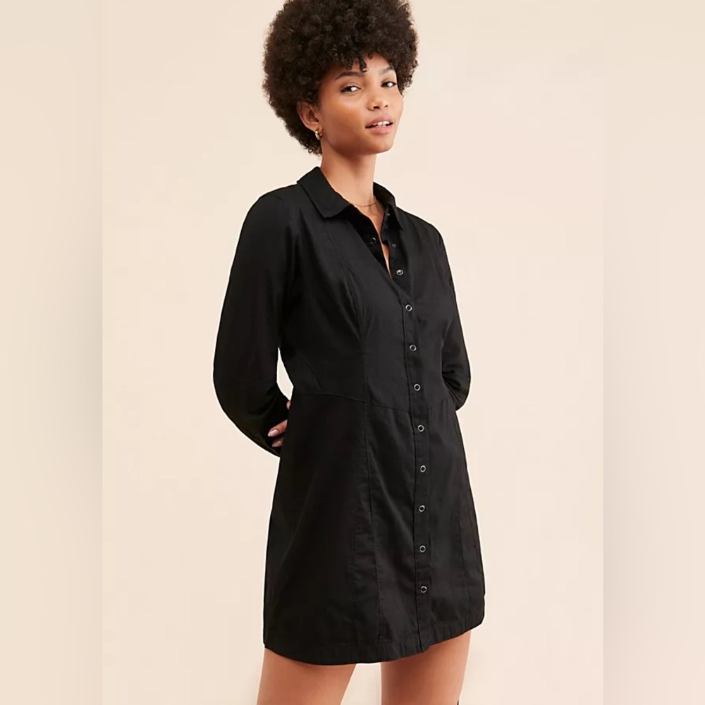 NWT $128 Free People black shirt dress medium m